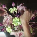Пример сборки букета из шелковых цветов "Вкус персика" в японской технике Tanjobana