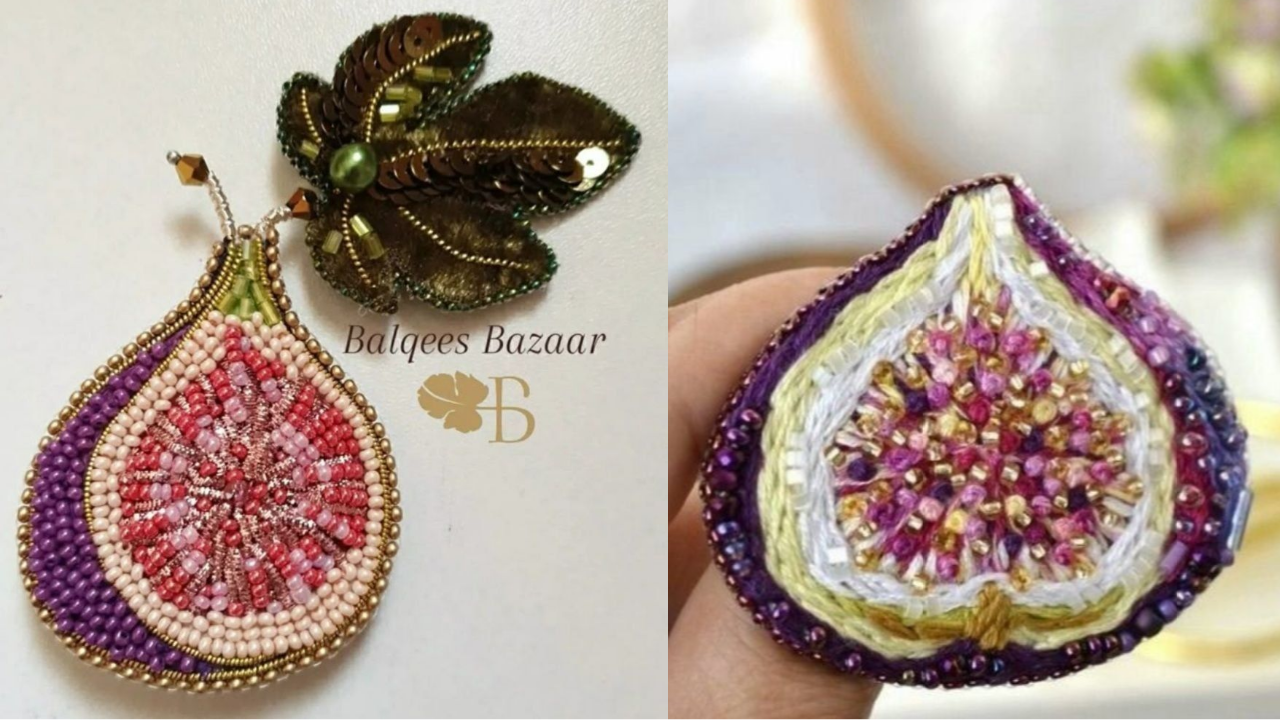 Инжир в декоративной вышивке Haute Couture