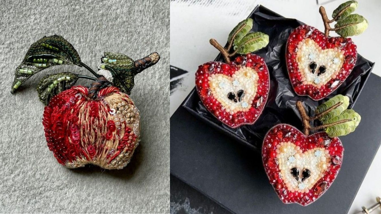 Яблоко в вышивке Haute Couture