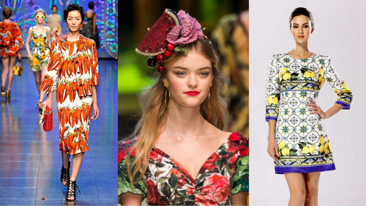 Коллекция Dolce & Gabbana с фруктовыми и овощными мотивами на подиуме
