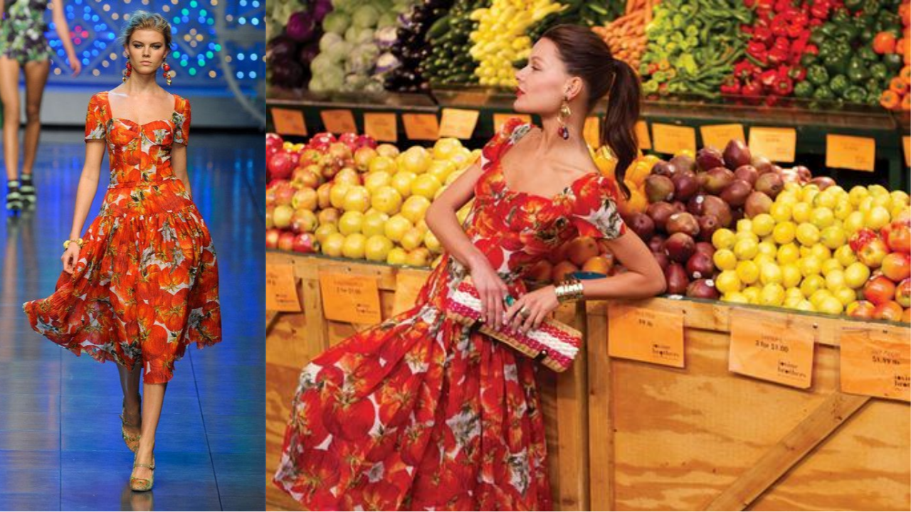 Платье Dolce & Gabbana с изображением томатов