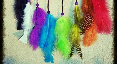 цветные перья в цветоделии изображение