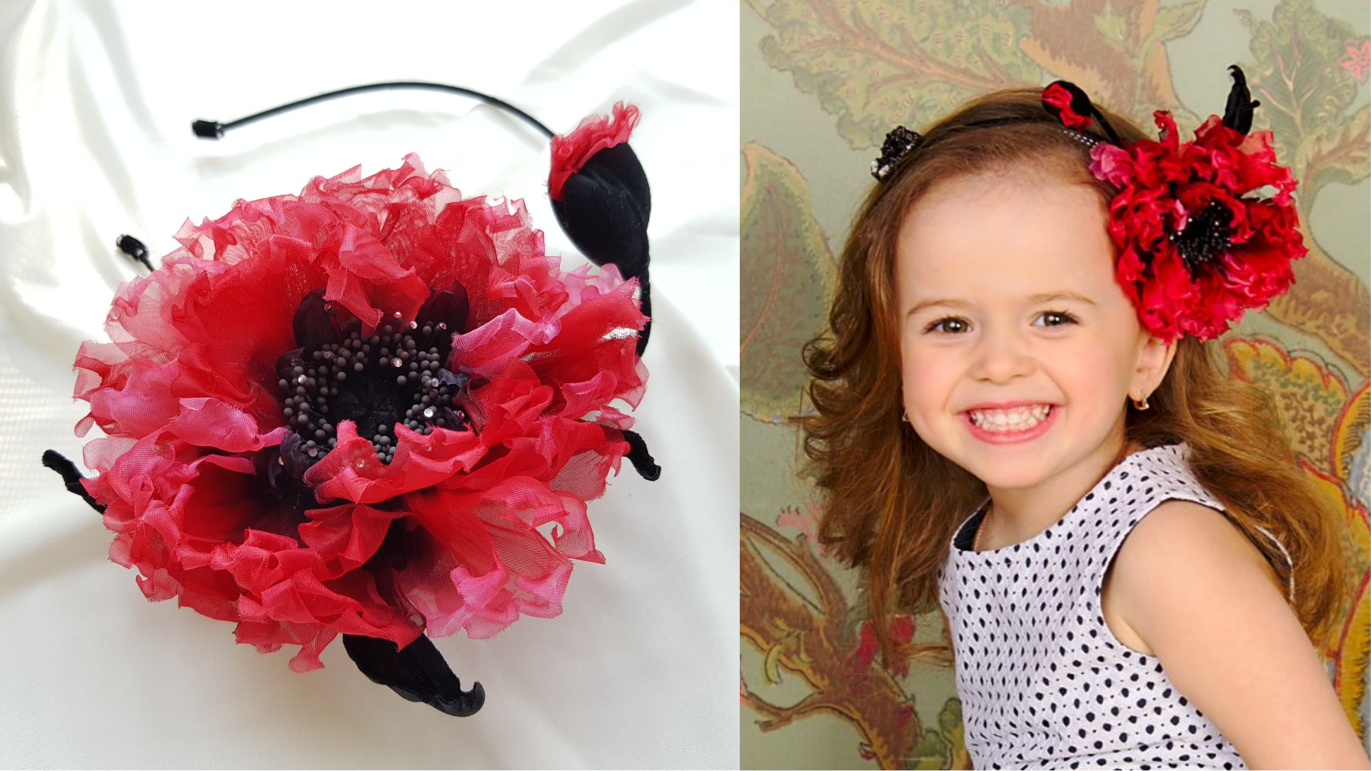 Мак Манхетен из шёлковой органзы и бархата