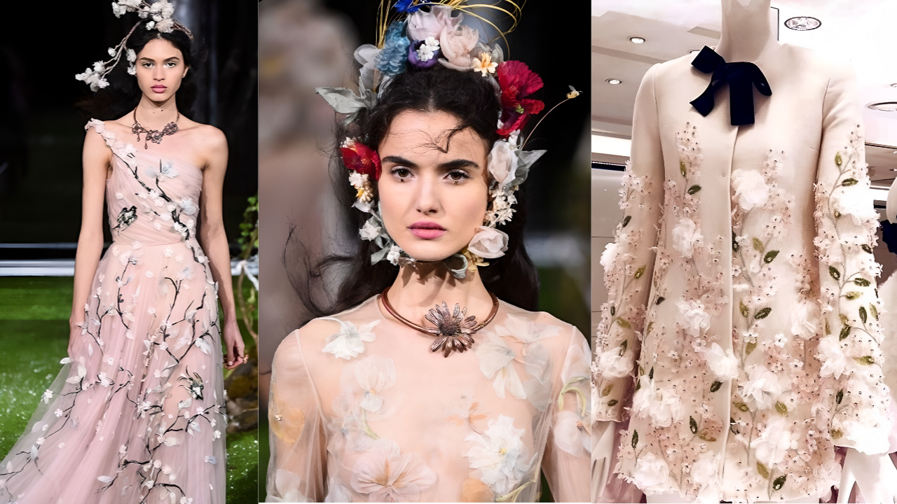 Натуралистичные цветы в коллекции Dior — пример того, как высокая мода работает с ботаническими образами