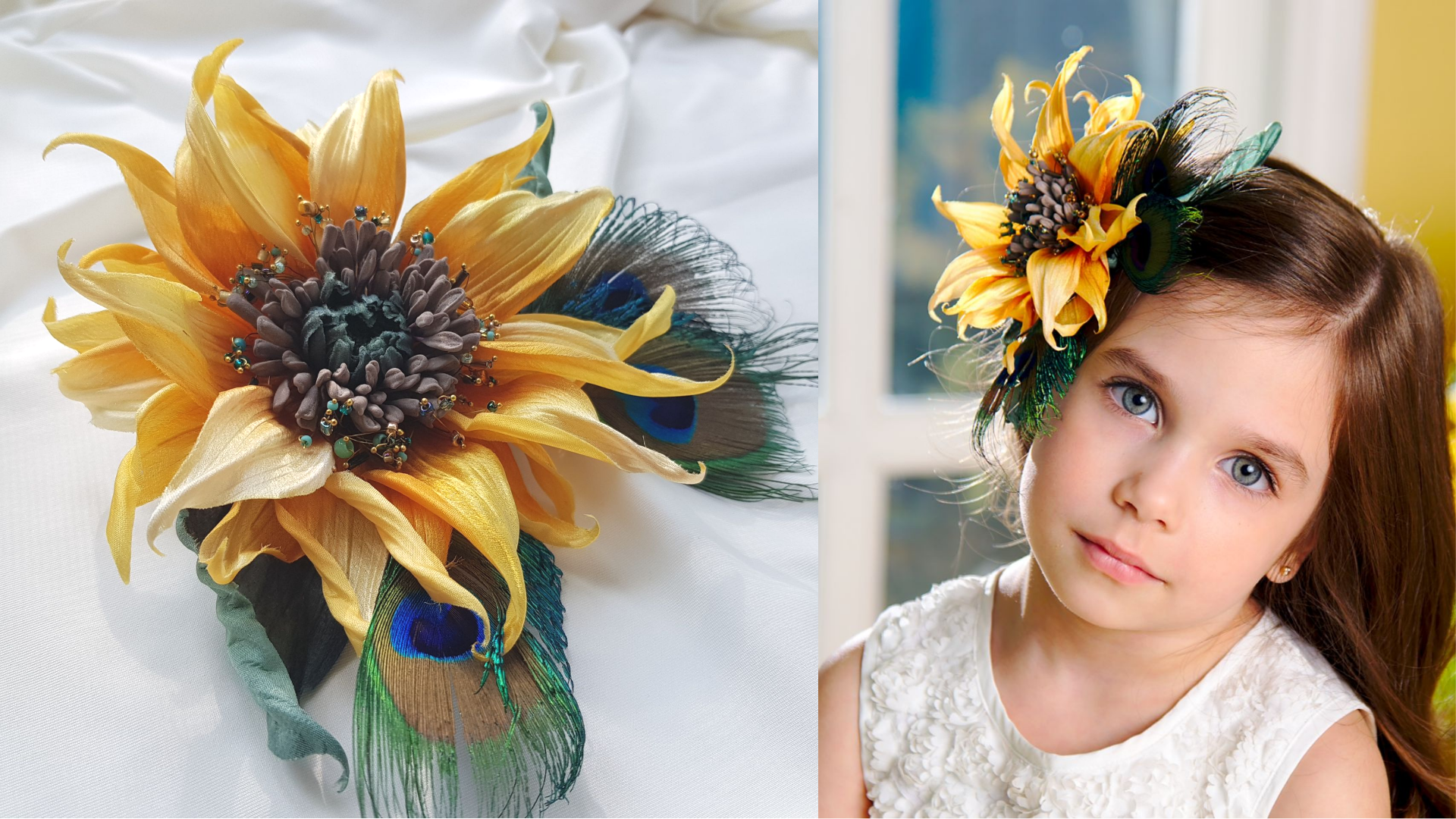 Подсолнух Барсолино из атласа и бархата