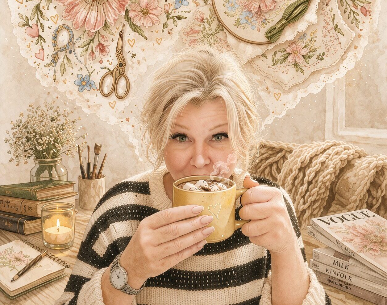 Дизайнер Полина Кузнецова в удобной одежде и мыслях о цветах и вышивке