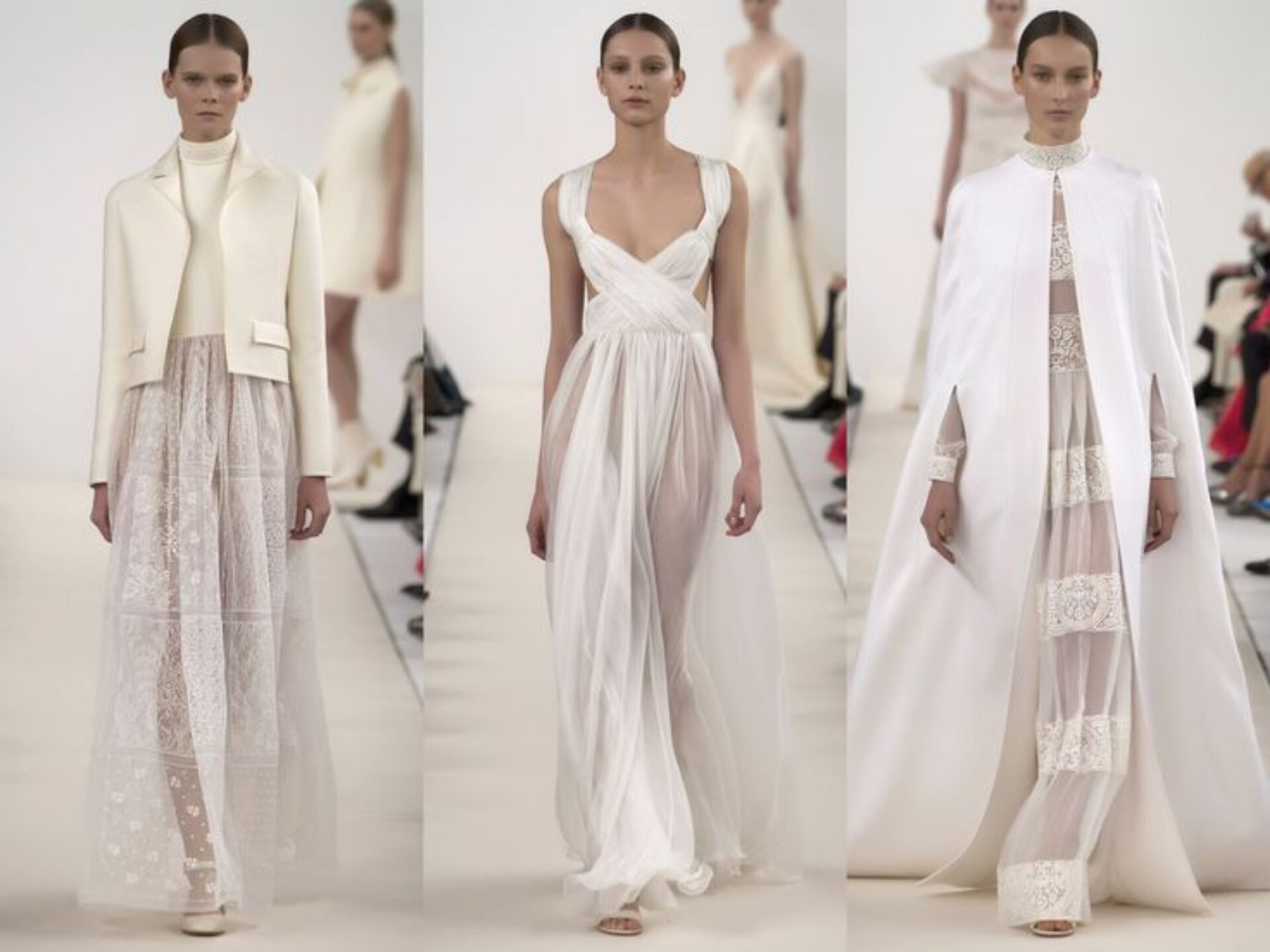 Соединение плотного и прозрачного в нарядах Валентино