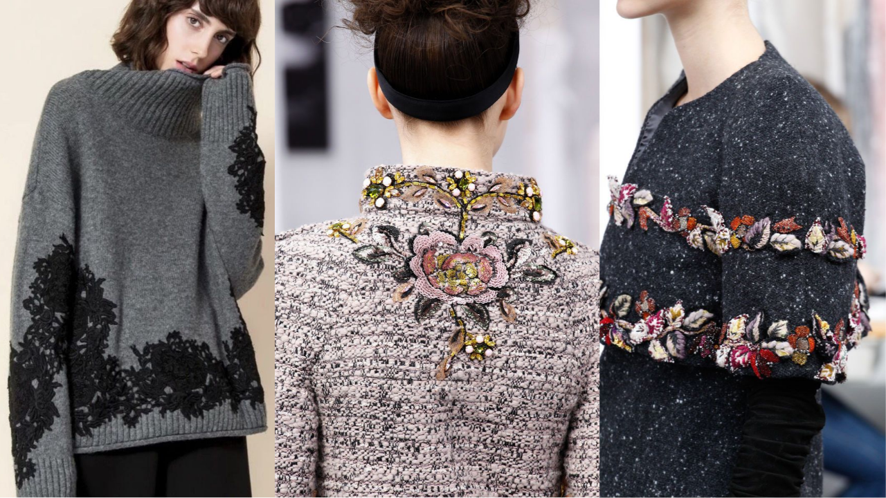 Вышивка на одежде кордовым кружевом