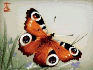 бабочка на шелке