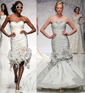свадебные платья с цветами из ткани