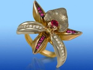 украшение из орхидеи - золотое кольцо