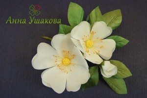 цветок из шелка веточка шиповника, мастер Анна Ушакова