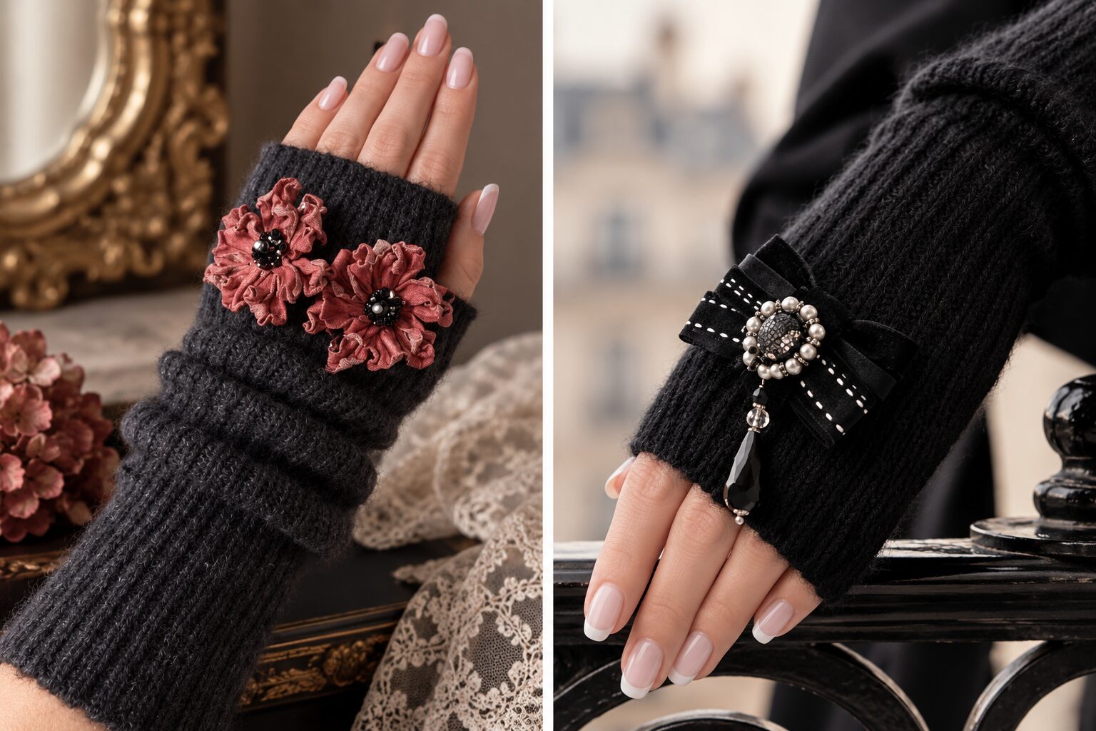 вышитые митенки Broidery Club кутюрная вышивка